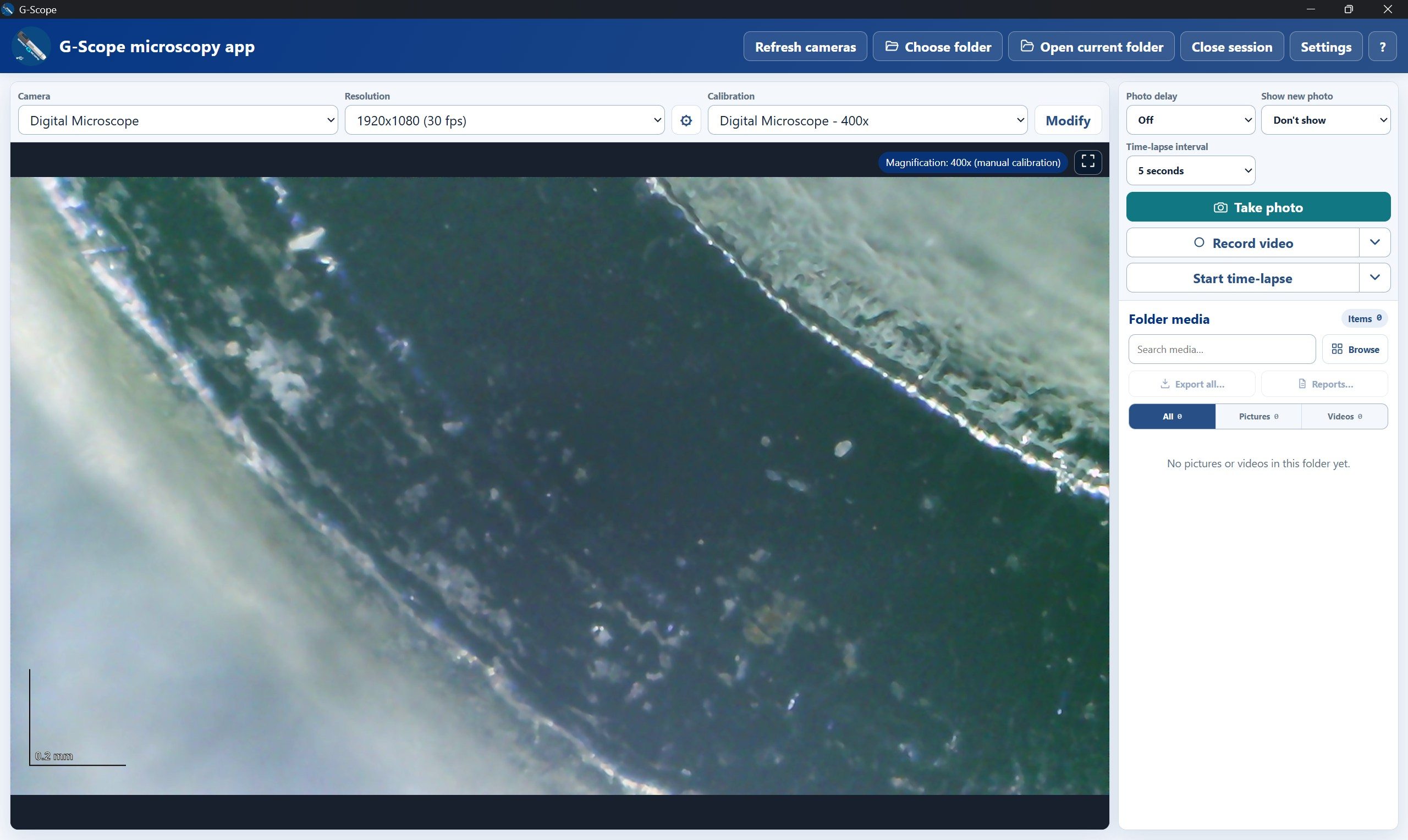 Visualización en directo del Toproview DM023A a 1920 por 1080 en G-Scope Desktop para Windows